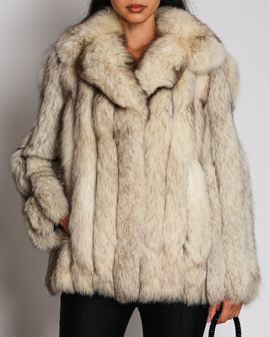 Vintage Silver Fox Short Fur Coat UK 10