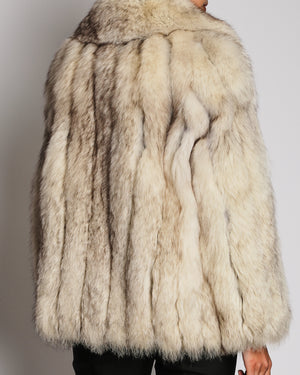 Vintage Silver Fox Short Fur Coat UK 10