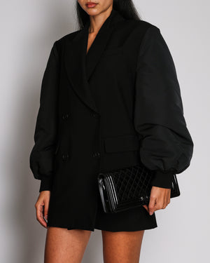 Alexander McQueen Black Long-Sleeve Bomber Jacket with Blazer Front Design IT 40 (UK 8)
