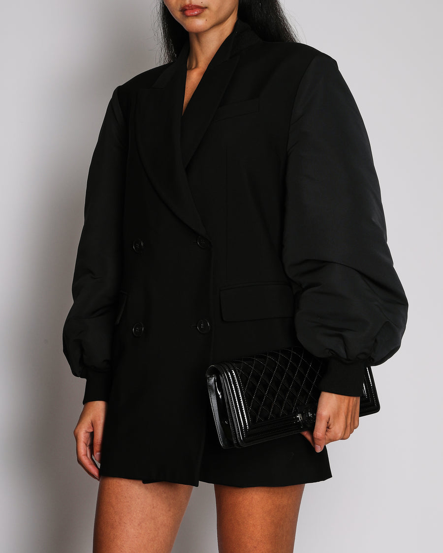 Alexander McQueen Black Long-Sleeve Bomber Jacket with Blazer Front Design IT 40 (UK 8)