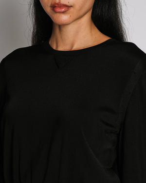 Chanel Black Cropped Knit Mid-Sleeve Jumper with Gold CC Button Detail Size FR 40 (UK 12)