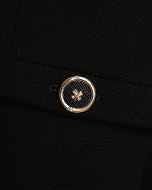 Chanel A 2020 Black Wool Long Trench Coat with Pockets, Gold Buttons and Belt Details Size FR 34 (UK 6)