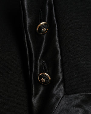 Chanel A 2020 Black Wool Long Trench Coat with Pockets, Gold Buttons and Belt Details Size FR 34 (UK 6)