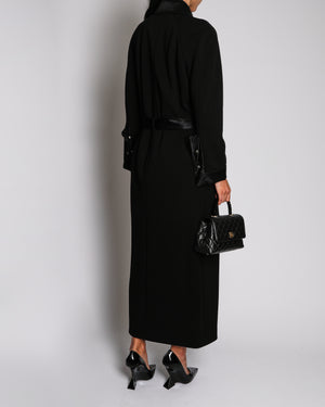 Chanel A 2020 Black Wool Long Trench Coat with Pockets, Gold Buttons and Belt Details Size FR 34 (UK 6)