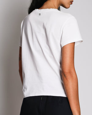 Chanel 2023 Coco Neige White T-Shirt with Pink Heart and Logo Detail Size M (UK 10)