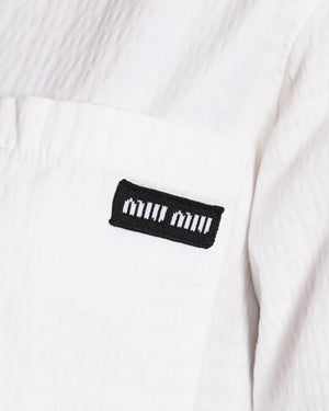Miu Miu White Long-Sleeved Button Down Shirt with Logo Print Size IT 40 (UK 8)