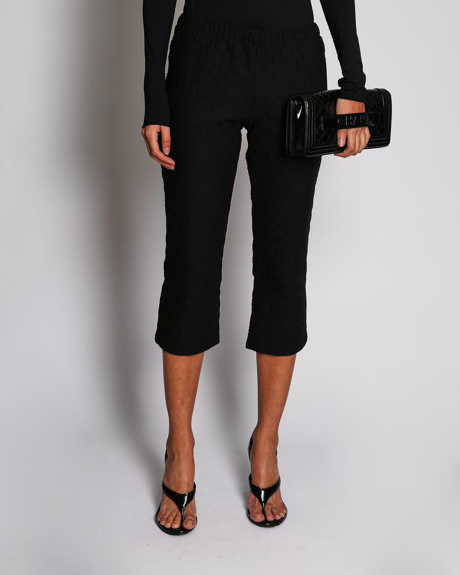 Gucci Black Jacquard Monogram Capris Trousers Size S (UK 8)