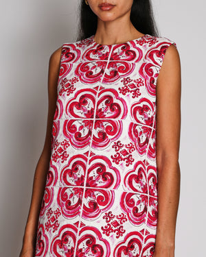 Dolce & Gabbana Pink Majolica-Print Sleeveless Mini Dress Size IT 44 (UK 12) RRP £1,260