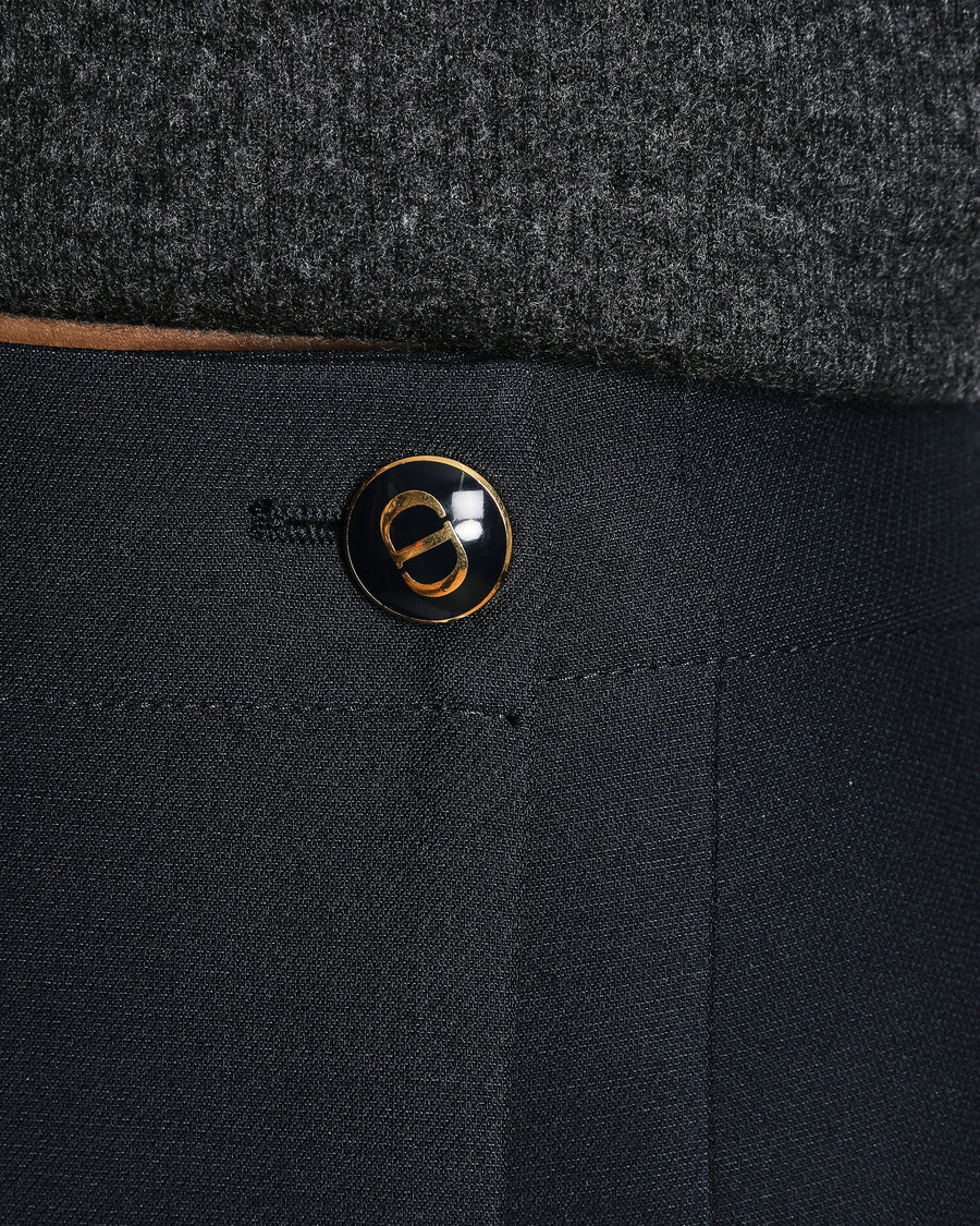 Christian Dior Navy Wool and Silk Blend Mini Skort with Black and Gold CD Logo Button Detail Size FR 40 (UK 12) RRP £1,600
