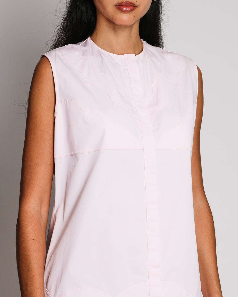 Christian Dior Pink Sleeveless Poplin Midi Dress with Scallop Panelled Detailing Size FR 42 (UK 14)
