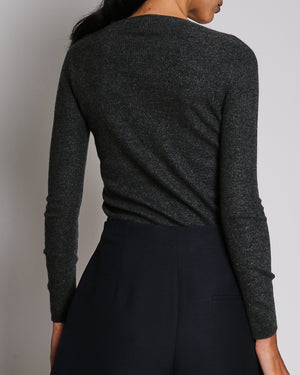 Prada Grey Wool Crew Neck Jumper With Prada Logo Size IT 42 (UK 10) RRP £1,240