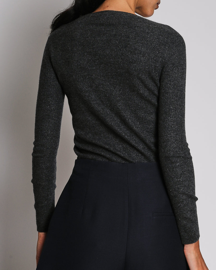 Prada Grey Wool Crew Neck Jumper With Prada Logo Size IT 42 (UK 10) RRP £1,240