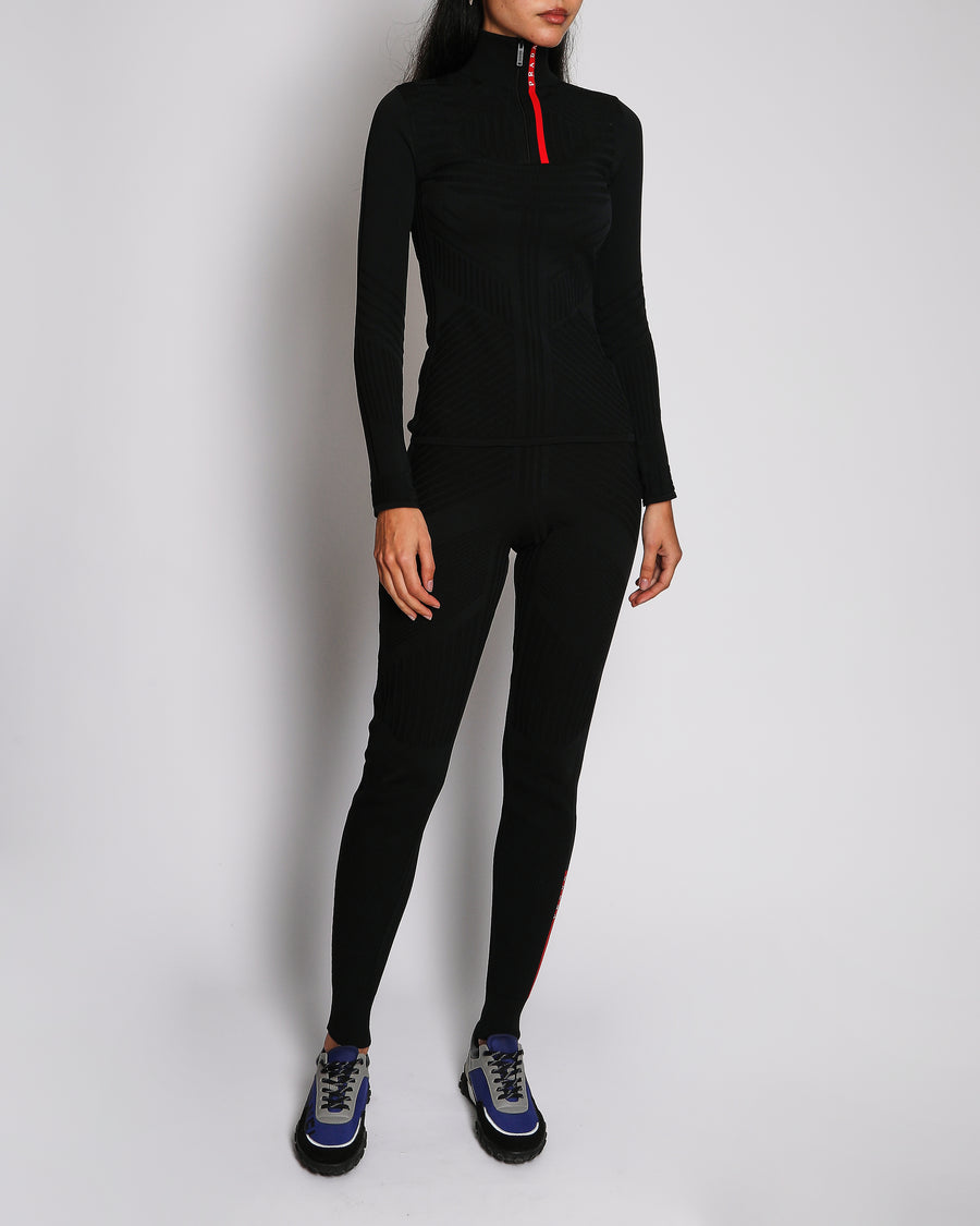 Prada Black Technical Linea Rossa Two Pieces Set Top and Leggings Size XXS (UK 4) RRP £2,550