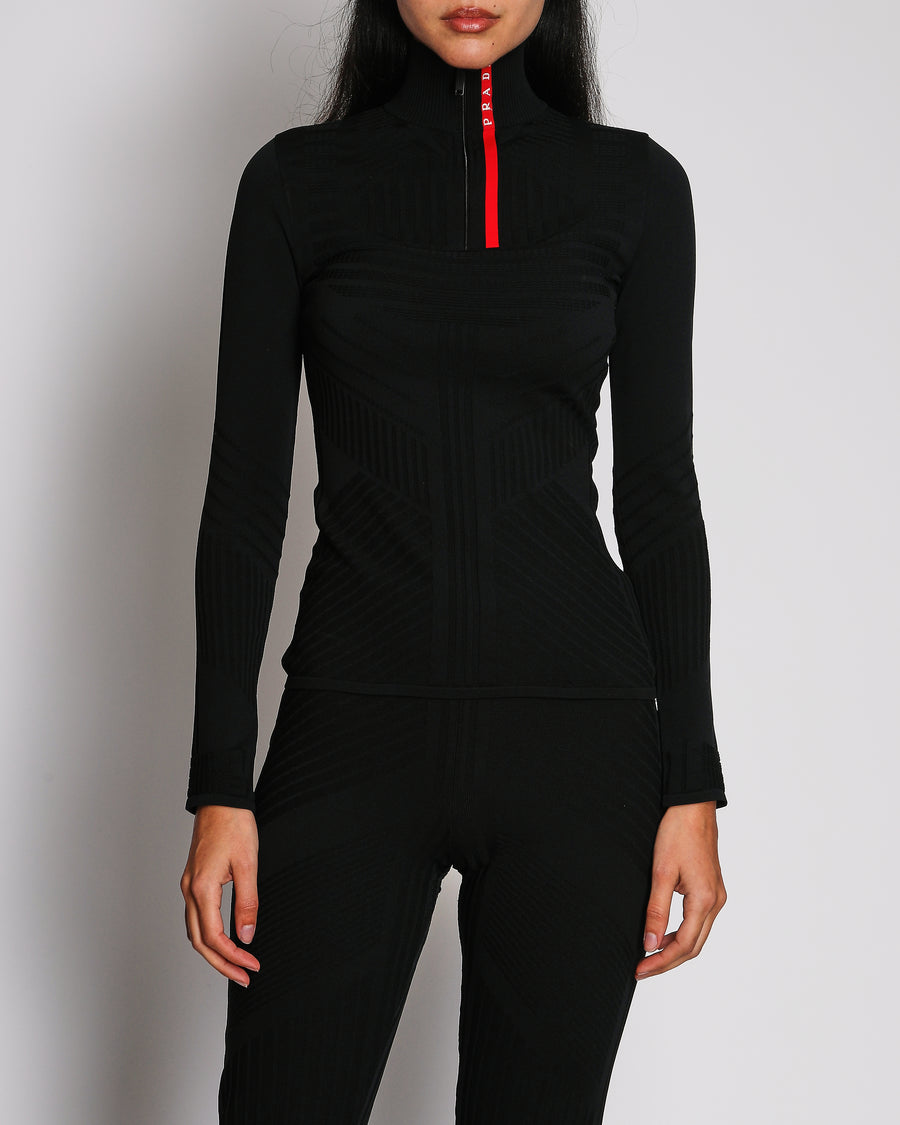 Prada Black Technical Linea Rossa Two Pieces Set Top and Leggings Size XXS (UK 4) RRP £2,550