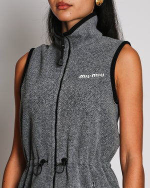 Miu Miu Grey Fleece Mini Dress With Logo Detail Size IT 36 (UK 4) RRP £1,630