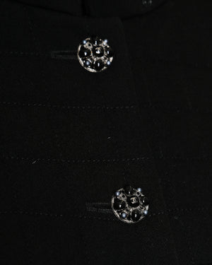 Chanel 06A Vintage Black Wool Quilted Jacket with Distinctive Stand Up Collar Size FR 40 (UK 12)