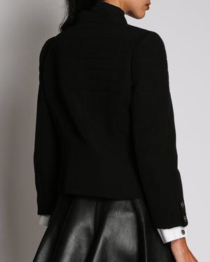 Chanel 06A Vintage Black Wool Quilted Jacket with Distinctive Stand Up Collar Size FR 40 (UK 12)