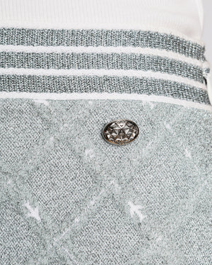 Chanel SS16 Shimmering Silver Quilted Knit Mini Skirt Size FR 38 (UK 10)