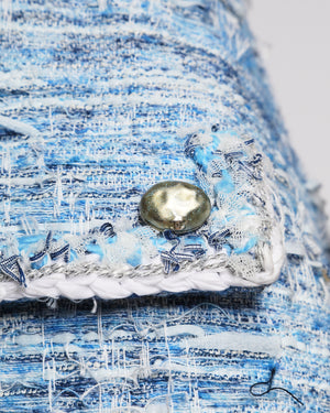 Chanel SS15 Baby Blue Tweed A-Line Dress Size FR 36 (UK 8)