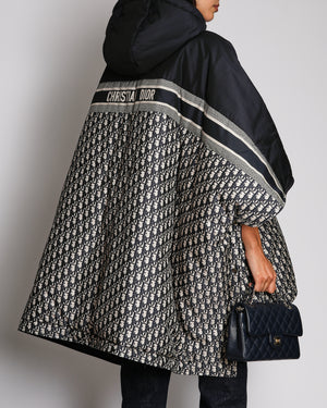 Christian Dior Navy And Oblique Reversible Poncho Size 44 (UK 16)