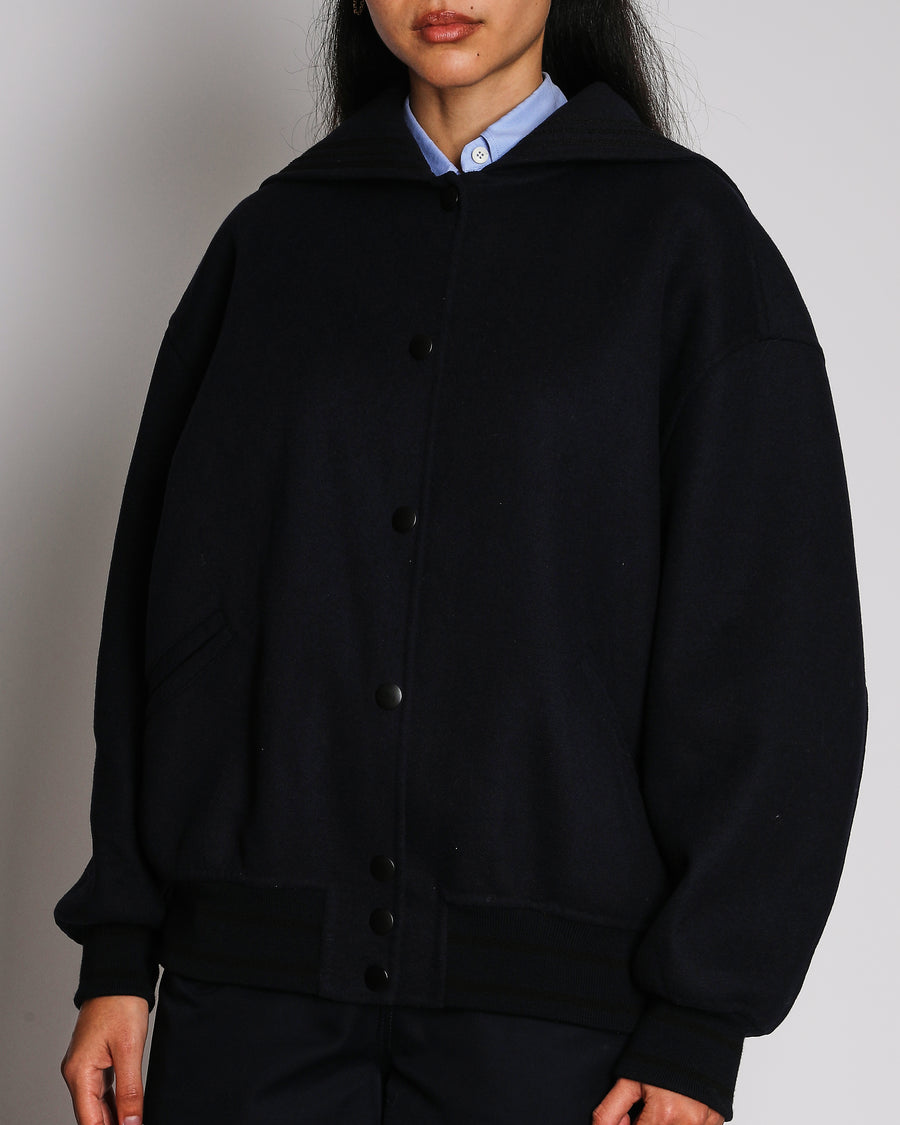 Christian Dior Navy Wool Sailor Bomber Jacket With Embroidery Details Size FR 36 (UK 8)