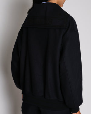 Christian Dior Navy Wool Sailor Bomber Jacket With Embroidery Details Size FR 36 (UK 8)