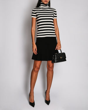 Chanel Black And White Marinière Striped Mock Neck Knit Top With Perfume Bottle Logo Size FR 42 (UK