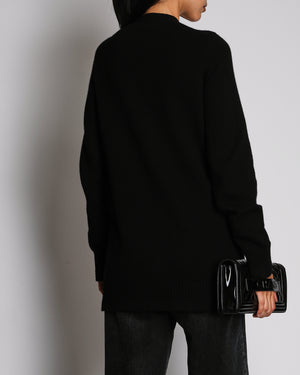 Chanel 10A Black Cashmere Long Line Cardigan with Pockets and Turn-Lock Details Size FR 42 (UK 14)