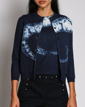 Christian Dior Navy Blue Tie-Dye Cardigan and Sleeveless Top Set Size FR 36 (UK 8)