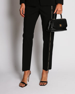 Dolce & Gabbana Black Suit Set With Blazer and Straight Trousers with Logo Tape Trim and Button Size IT 40 (UK 8)