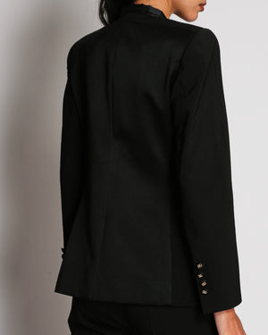 Dolce & Gabbana Black Suit Set With Blazer and Straight Trousers with Logo Tape Trim and Button Size IT 40 (UK 8)