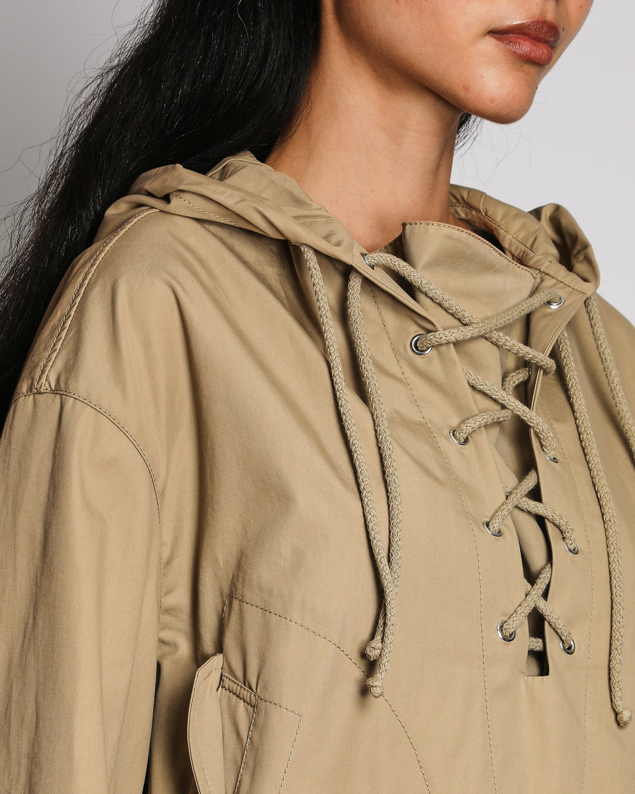 Christian Dior Beige Lace Up Hooded Jacket with Embroidered 'CD' Logo Detail Size M (UK 10)