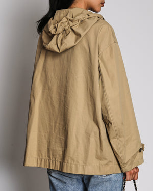 Christian Dior Beige Lace Up Hooded Jacket with Embroidered 'CD' Logo Detail Size M (UK 10)
