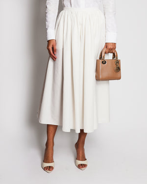 Christian Dior White Cotton and Silk Midi Skirt Size FR 38 (UK 10)