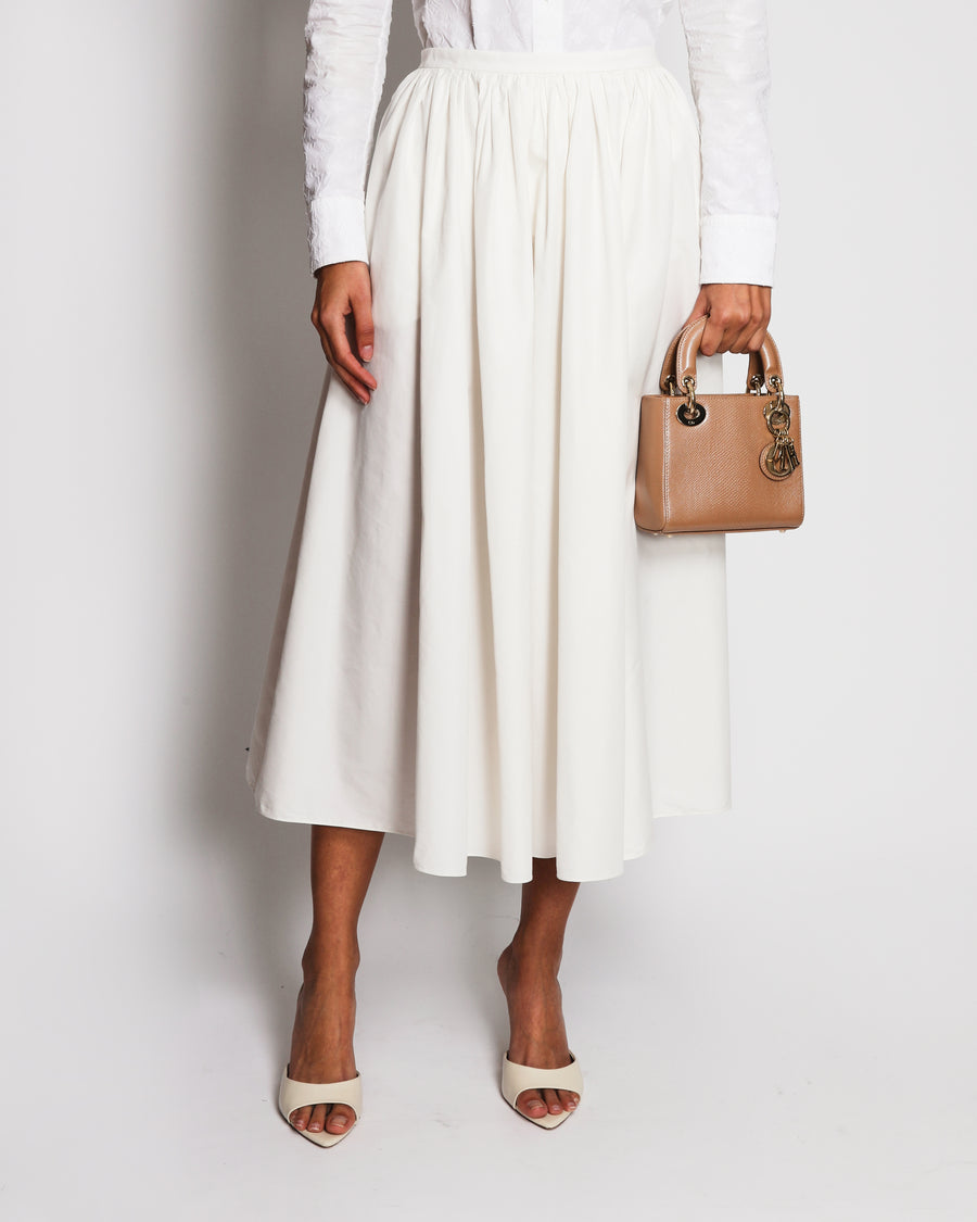 Christian Dior White Cotton and Silk Midi Skirt Size FR 38 (UK 10)