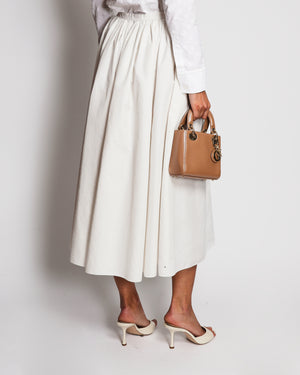 Christian Dior White Cotton and Silk Midi Skirt Size FR 38 (UK 10)