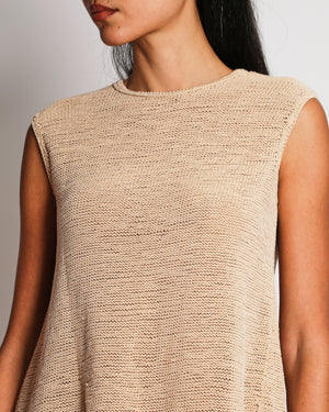 Magda Butrym Beige Crochet V-Neck Top and Mini Skirt Set with Fringe Details Size FR 36 (UK 8)