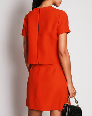 Christian Dior Orange Cropped Short Sleeves Top and Short Skirt Set Size FR 38 (UK 10)