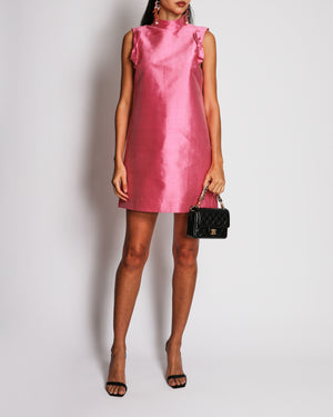 Valentino Pink Silk Midi Dress With Bow Details Size IT 40 (UK 8) RRP £1,890