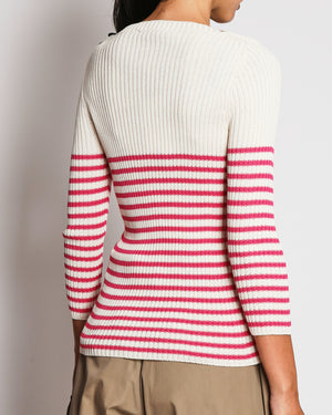 Christian Dior 22 Dioriviera Pink Striped Star Logo Knit Top Size FR 40 (UK 12)