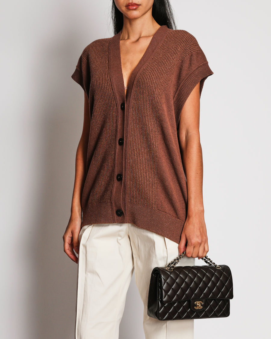 Hermès Brown Sleeveless Cashmere Knitted Vest Size FR 36 (UK 8)