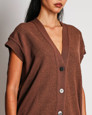 Hermès Brown Sleeveless Cashmere Knitted Vest Size FR 36 (UK 8)