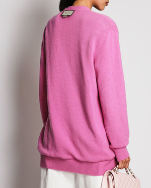 Gucci Pink, White, Blue, and Red Carillon Print Reversible Cardigan Size L (UK 12)