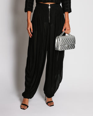 Louis Vuitton Black Sheer Ballon Trousers With Ruched Waist Detail Size FR 34 (UK 6)