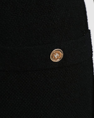 Chanel Black Wide Leg Joggers With Silver CC Logo Buttons Size FR 34 (UK 6)