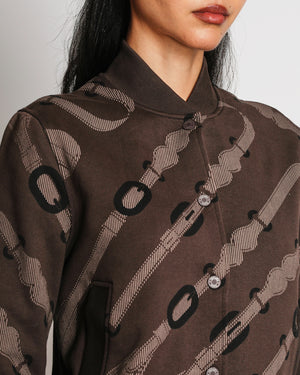 Hermès Brown Printed Bomber Jacket Size FR 36 (UK 8)
