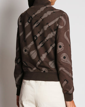 Hermès Brown Printed Bomber Jacket Size FR 36 (UK 8)