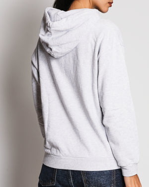 Celine Light Grey Hooded Jumper with Black Logo Detail Size S (UK 8)