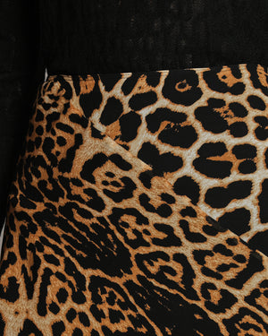 Saint Laurent Leopard Print Silk Chiffon Maxi Skirt Size FR 40 (UK 12)
