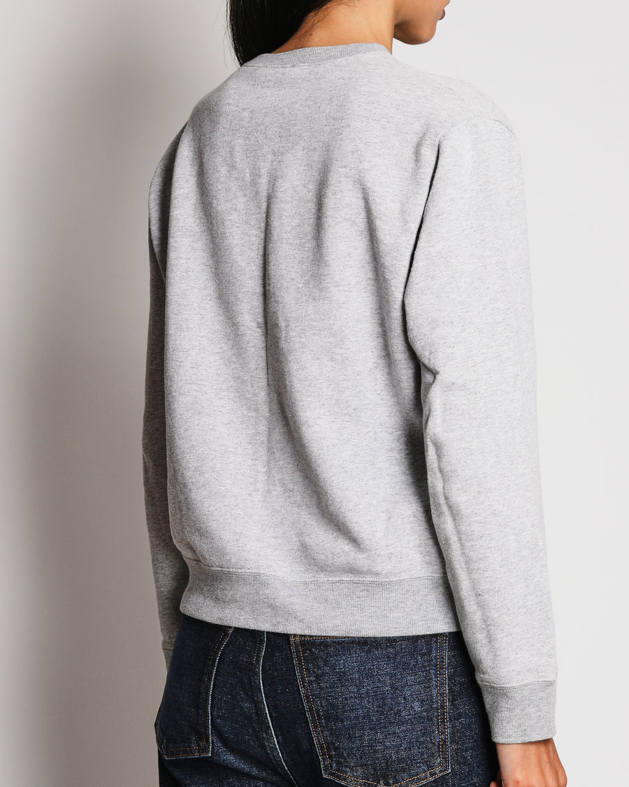 Saint Laurent Grey Cotton Sweatshirt Jumper with "Malibu" Logo Detail Size M (UK 10)
